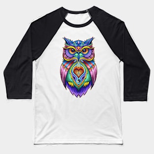 OWL Warrior Tattoo Design, Colorful Zen Spirit Animal Baseball T-Shirt